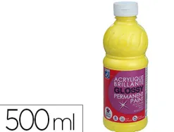 Peinture acrylique lefranc bourgeois glossy fluide brillante indélébile multi-supports jaune citron flacon 500ml