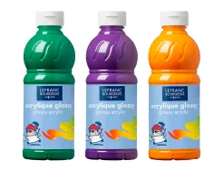 Peinture acrylique lefranc bourgeois glossy fluide brillante indélébile multi-supports assortiment 6 flacons 500ml