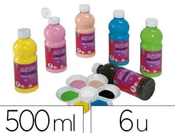 Peinture acrylique lefranc bourgeois glossy fluide brillante indélébile multi-supports assortiment 6 flacons 500ml