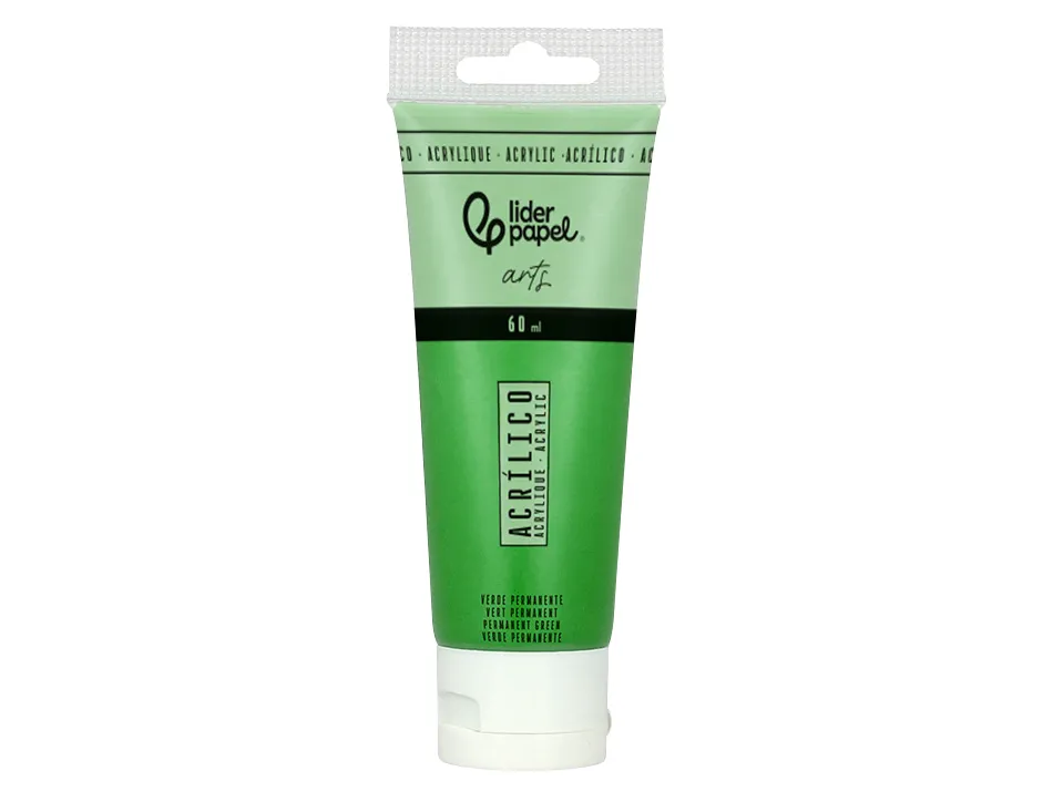 Peinture acrylique liderpapel tube en plastique de 60 ml coloris vert