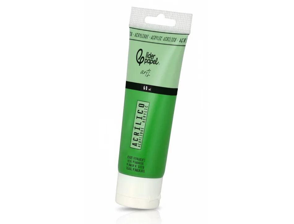 Peinture acrylique liderpapel tube en plastique de 60 ml coloris vert