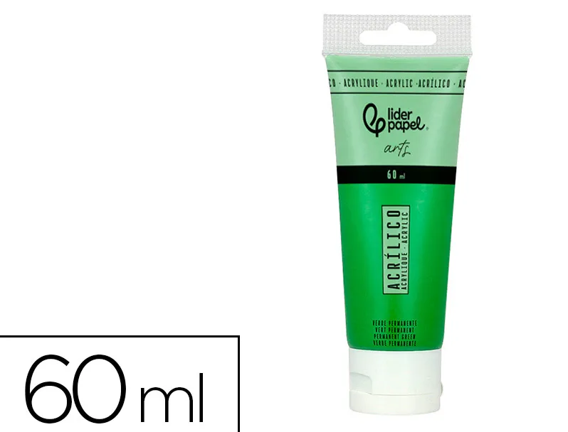 Peinture acrylique liderpapel tube en plastique de 60 ml coloris vert