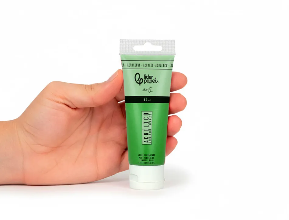 Peinture acrylique liderpapel tube en plastique de 60 ml coloris vert