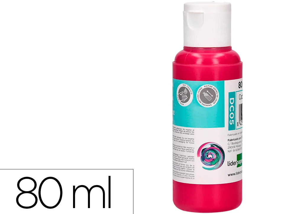 Peinture acrylique liderpapel coloris magenta bouteille 80ml