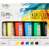 Peinture acrylique liderpapel boite de 6 tubes en plastique 75 ml coloris standards