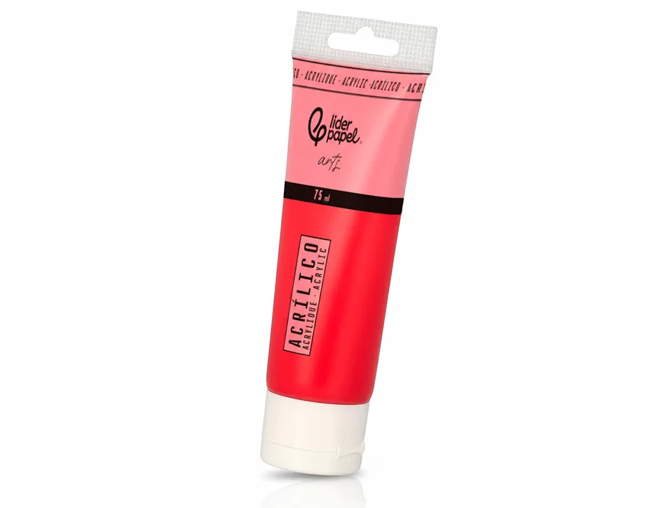 Peinture acrylique liderpapel boite de 6 tubes en plastique 75 ml coloris standards
