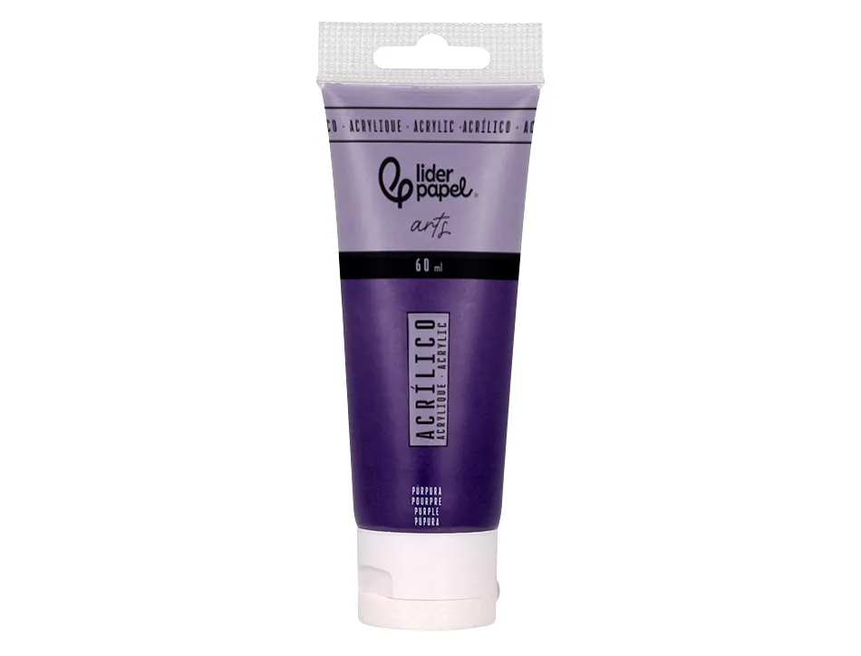 Peinture acrylique liderpapel tube en plastique de 60 ml coloris pourpre