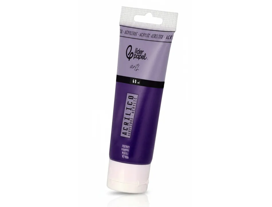 Peinture acrylique liderpapel tube en plastique de 60 ml coloris pourpre