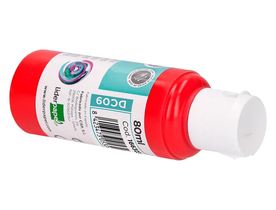 Peinture acrylique liderpapel coloris rouge bouteille 80ml