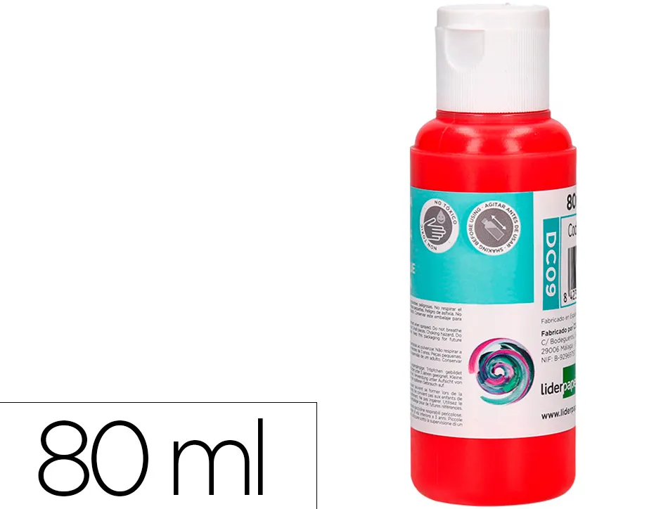 Peinture acrylique liderpapel coloris rouge bouteille 80ml