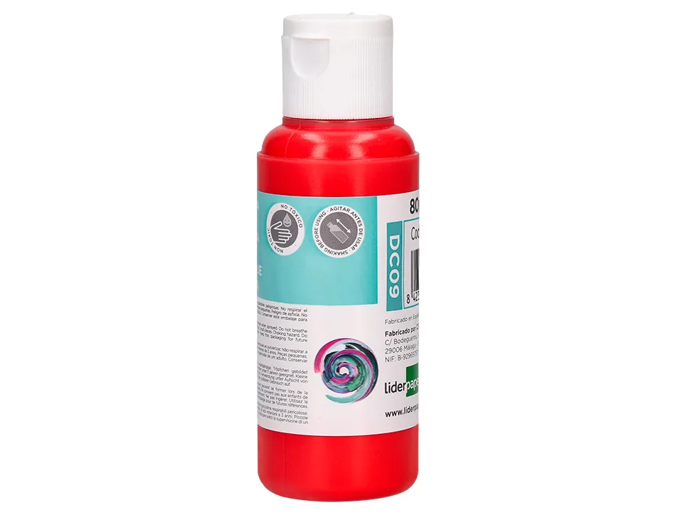 Peinture acrylique liderpapel coloris rouge bouteille 80ml