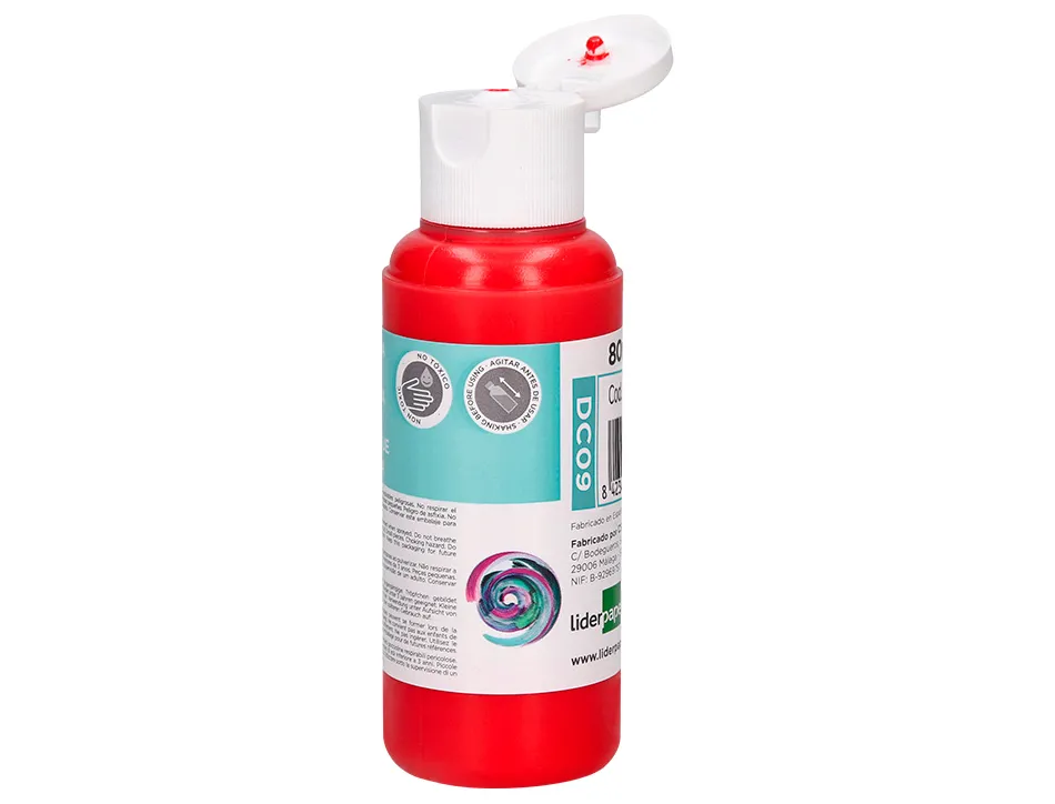Peinture acrylique liderpapel coloris rouge bouteille 80ml
