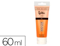 Peinture acrylique liderpapel tube en plastique de 60 ml coloris orange