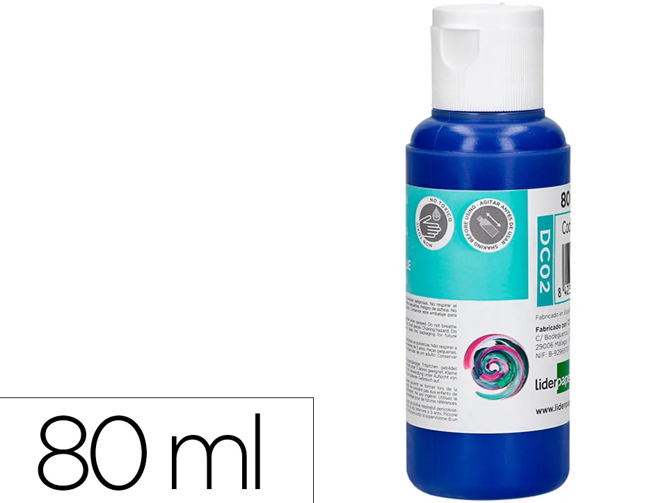 Peinture acrylique liderpapel coloris bleu outremer bouteille 80ml