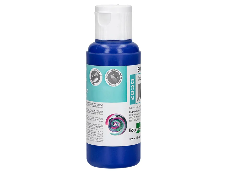 Peinture acrylique liderpapel coloris bleu outremer bouteille 80ml