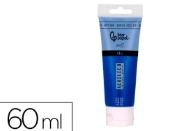 Peinture acrylique liderpapel tube en plastique de 60 ml coloris bleu cyan