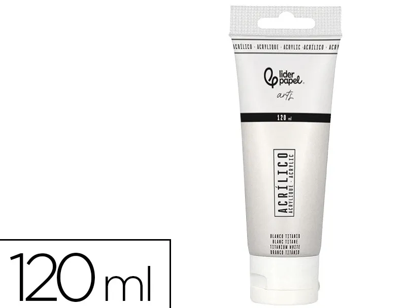 Peinture acrylique liderpapel tube en plastique de 120 ml coloris blanc titane