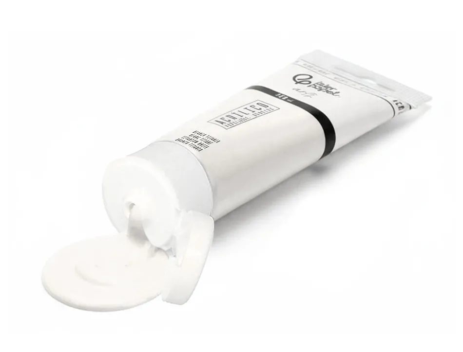 Peinture acrylique liderpapel tube en plastique de 120 ml coloris blanc titane