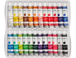 Peinture acrylique liderpapel boite de 24 tubes en aluminium 12 ml coloris assortis