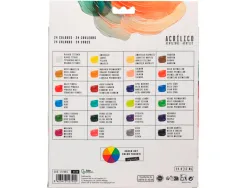 Peinture acrylique liderpapel boite de 24 tubes en aluminium 12 ml coloris assortis