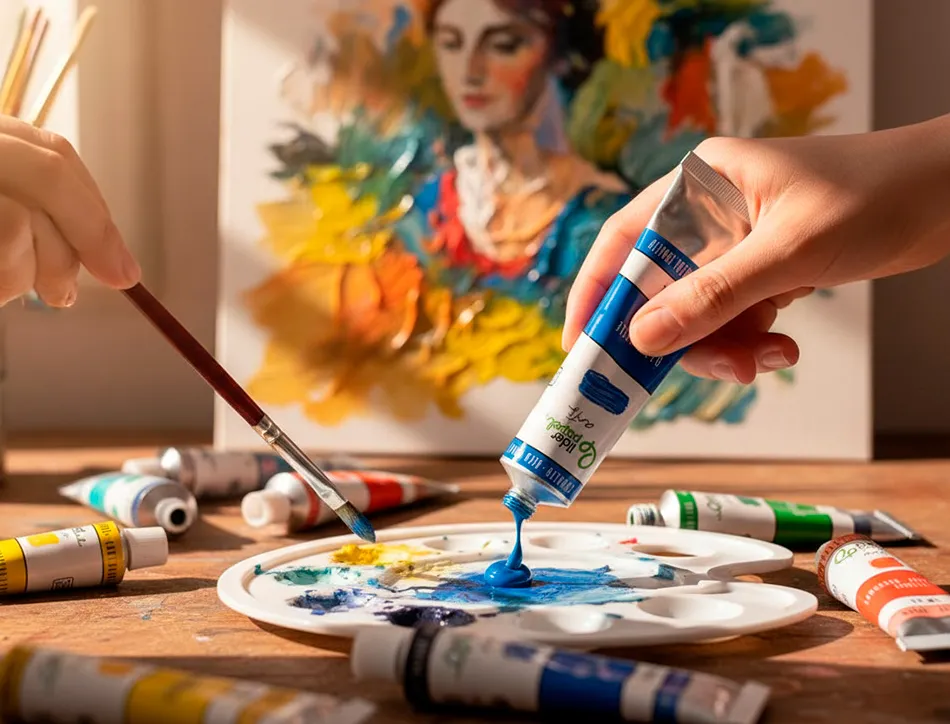 Peinture acrylique liderpapel boite de 24 tubes en aluminium 12 ml coloris assortis
