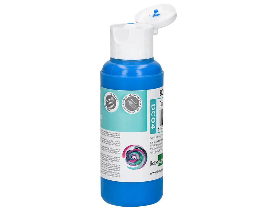 Peinture acrylique liderpapel coloris cyan bouteille 80ml
