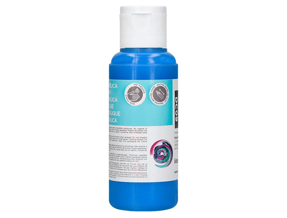 Peinture acrylique liderpapel coloris cyan bouteille 80ml