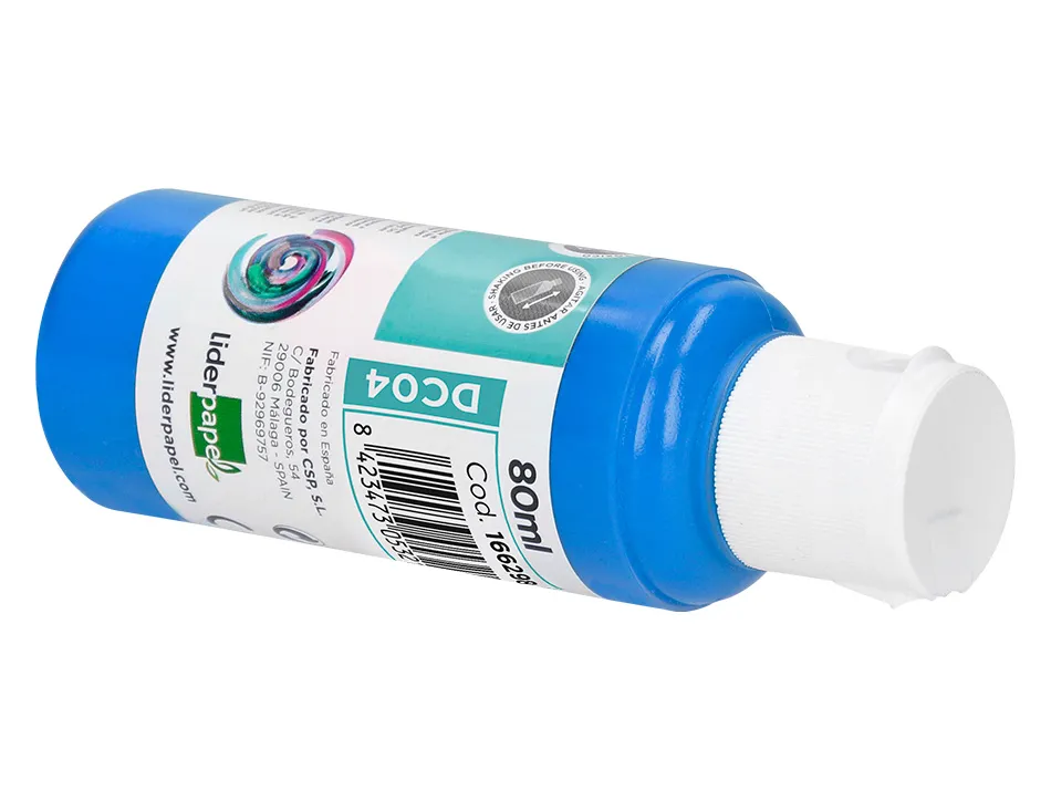 Peinture acrylique liderpapel coloris cyan bouteille 80ml