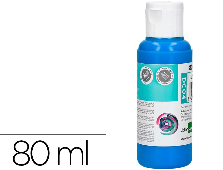 Peinture acrylique liderpapel coloris cyan bouteille 80ml