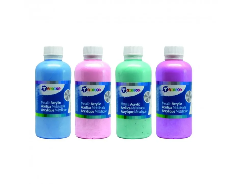 Peinture acrylique tcolours nacree prete a l emploi assortiment de 4 flacons de 250 ml coloris assortis