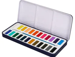 Peinture aquarelle 24 couleurs avec pinceau etui metallique