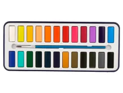 Peinture aquarelle 24 couleurs avec pinceau etui metallique