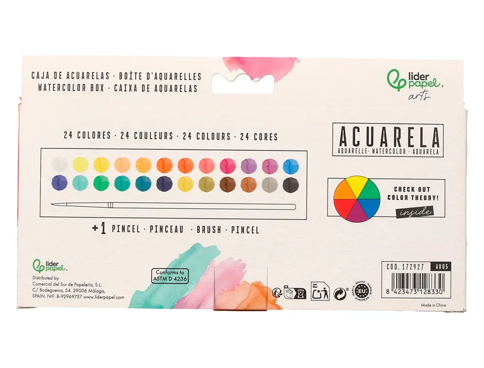 Peinture aquarelle 24 couleurs avec pinceau etui metallique