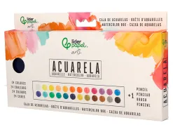 Peinture aquarelle 24 couleurs avec pinceau etui metallique