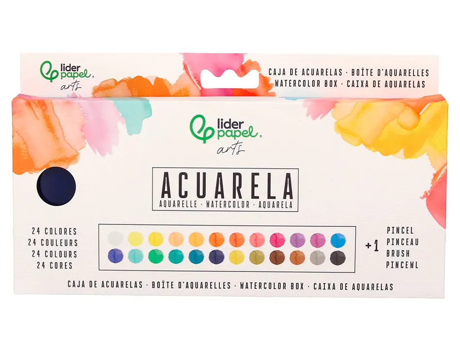 Peinture aquarelle 24 couleurs avec pinceau etui metallique