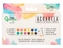 Peinture aquarelle 12 couleurs inclut pinceau avec reservoir d eau en boite plastique