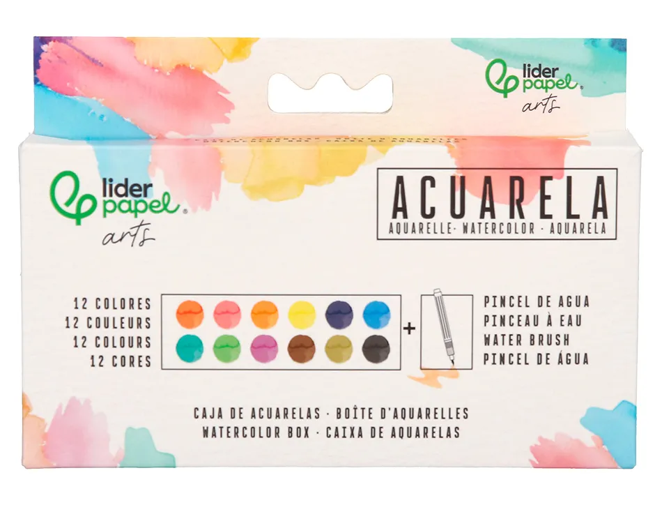 Peinture aquarelle 12 couleurs inclut pinceau avec reservoir d eau en boite plastique