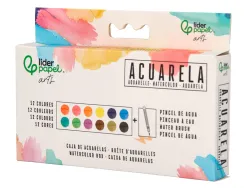 Peinture aquarelle 12 couleurs inclut pinceau avec reservoir d eau en boite plastique