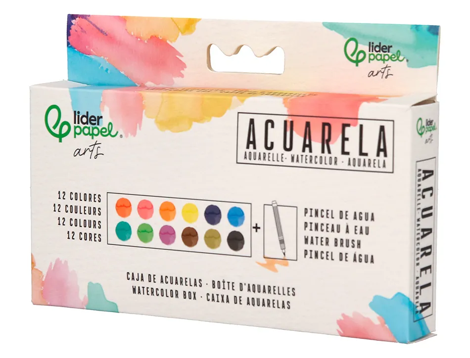 Peinture aquarelle 12 couleurs inclut pinceau avec reservoir d eau en boite plastique