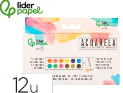 Peinture aquarelle 12 couleurs inclut pinceau avec reservoir d eau en boite plastique