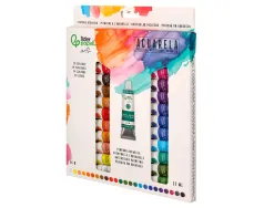 Peinture aquarelle liderpapel boite de 24 tubes en aluminium de 12 ml coloris assortis