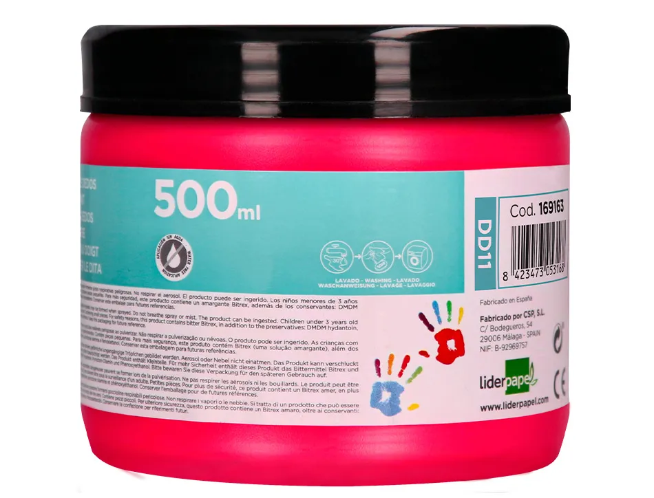 Peinture au doigt liderpapel flacon 500 ml coloris rose