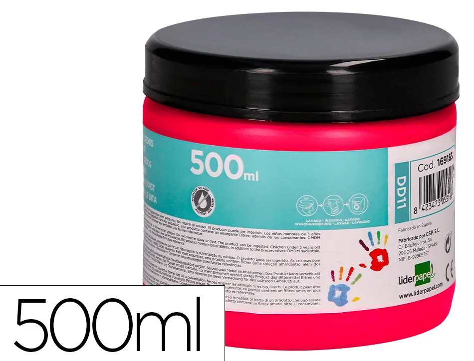 Peinture au doigt liderpapel flacon 500 ml coloris rose