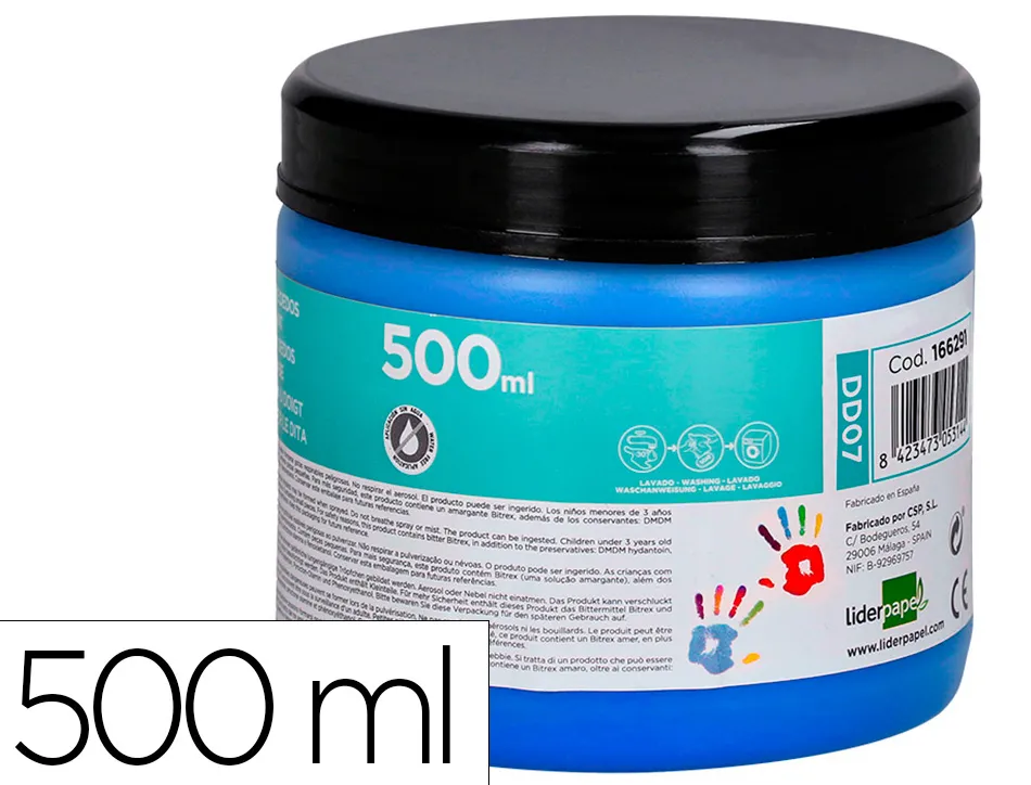 Peinture au doigt liderpapel flacon 500 ml coloris bleu