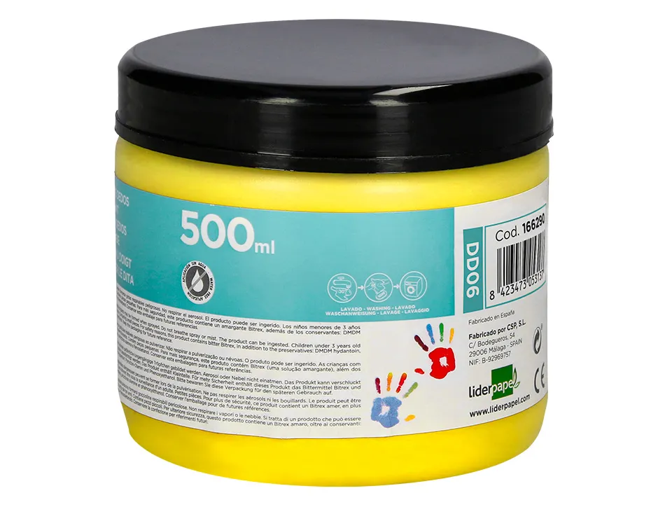 Peinture au doigt liderpapel flacon 500 ml coloris jaune