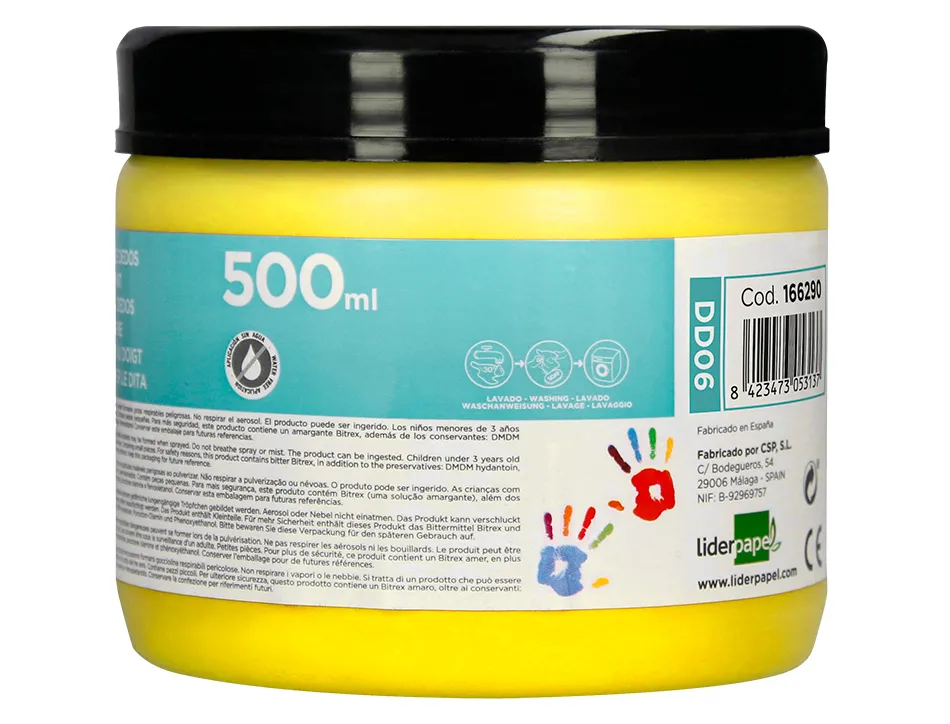 Peinture au doigt liderpapel flacon 500 ml coloris jaune