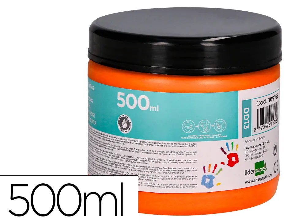Peinture au doigt liderpapel flacon 500 ml coloris orange