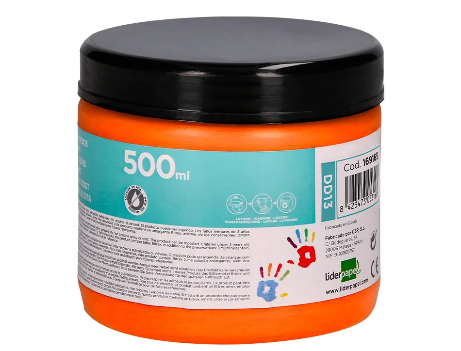 Peinture au doigt liderpapel flacon 500 ml coloris orange