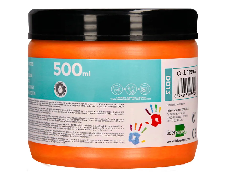 Peinture au doigt liderpapel flacon 500 ml coloris orange