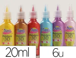 Peinture 3d oz international diams mini tubes total fashion tous supports 20ml coloris assortis kit de 6 unités